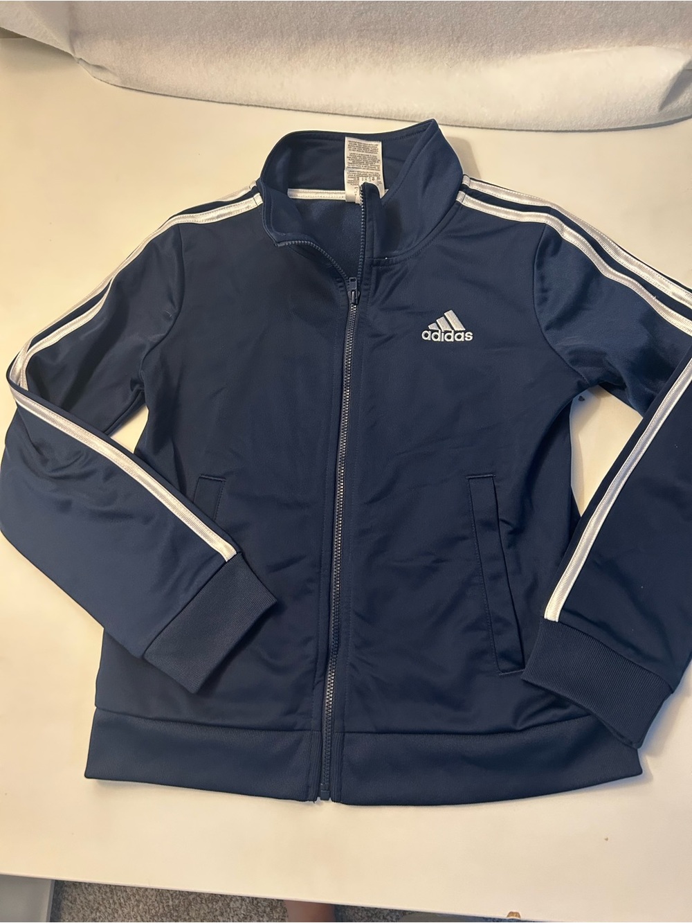 adidas Navy Blue Track Jacket with White Stripes